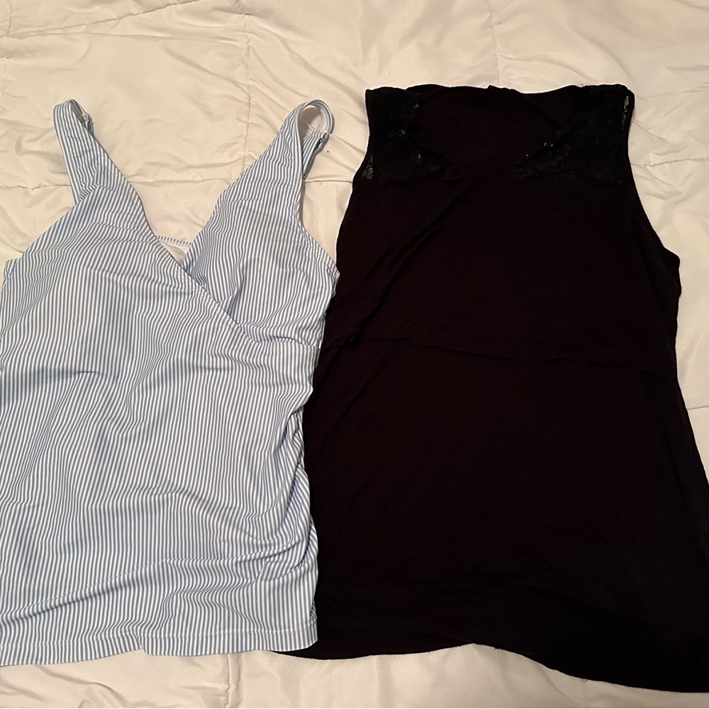 Maternity/Nursing tops - swim top from Kindred, & black lace tank, size L/XL.